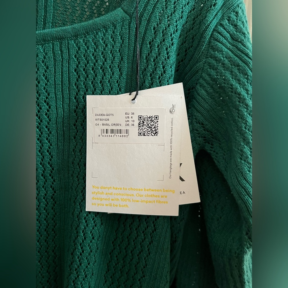 NWT SKFK Dudea Gots Organic Cotton Basil Green Sweater EU 40 | US 6 - Picture 9 of 11